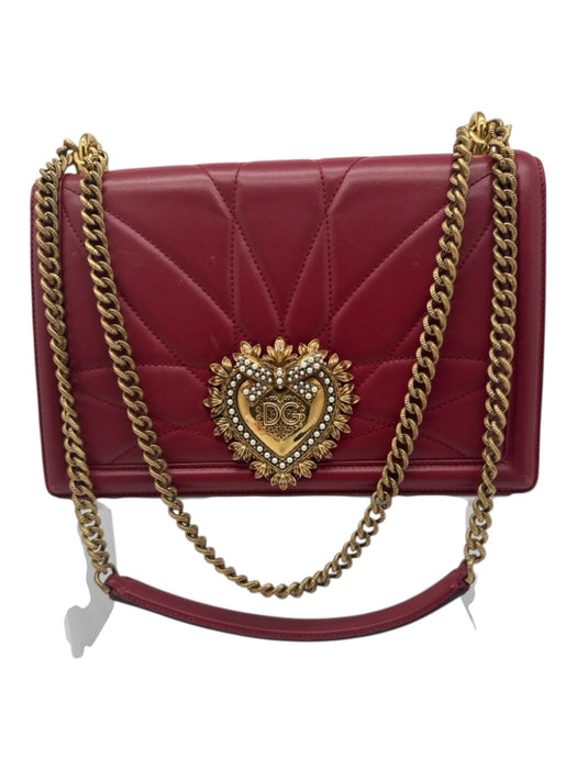 Dolce & Gabbana Deep Red Leather Quilted GHW Flap Chain Bag Deep Red / Medium