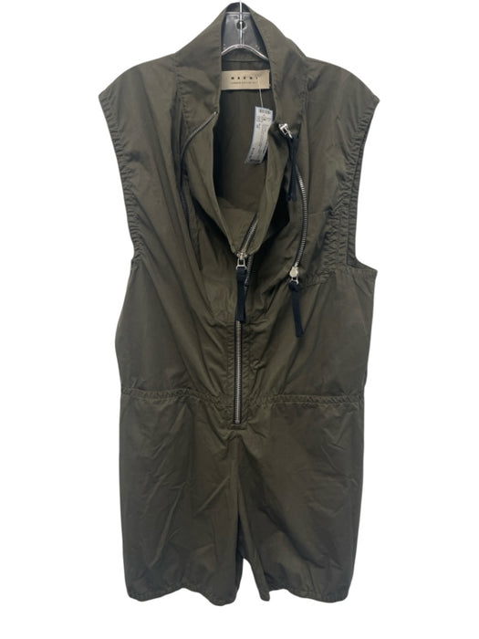 Marni Size 38 Army Green Cotton Zipper Detail Sleeveless Romper Army Green / 38