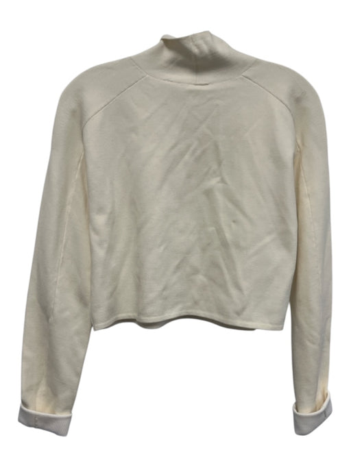 Helmut Lang Size S Off White Merino Wool Mock Neck Cropped Long Sleeve Top Off White / S