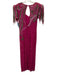 Vinnie Size S Fuschia Pink & Gray Polyester Fully Beaded Half Sleeve Gown Fuschia Pink & Gray / S