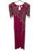 Vinnie Size S Fuschia Pink & Gray Polyester Fully Beaded Half Sleeve Gown Fuschia Pink & Gray / S