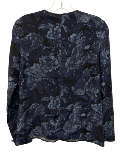 Elizabeth & James Size S Navy Print Silk Button Down Floral Long Sleeve Top Navy Print / S