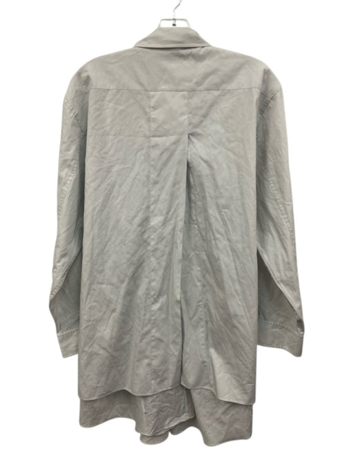 Acne Size 36 Light Gray Cotton Half Button Open Back Collared Long Sleeve Dress Light Gray / 36