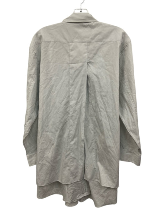 Acne Size 36 Light Gray Cotton Half Button Open Back Collared Long Sleeve Dress Light Gray / 36