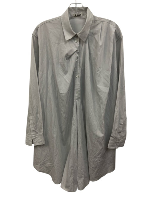 Acne Size 36 Light Gray Cotton Half Button Open Back Collared Long Sleeve Dress Light Gray / 36