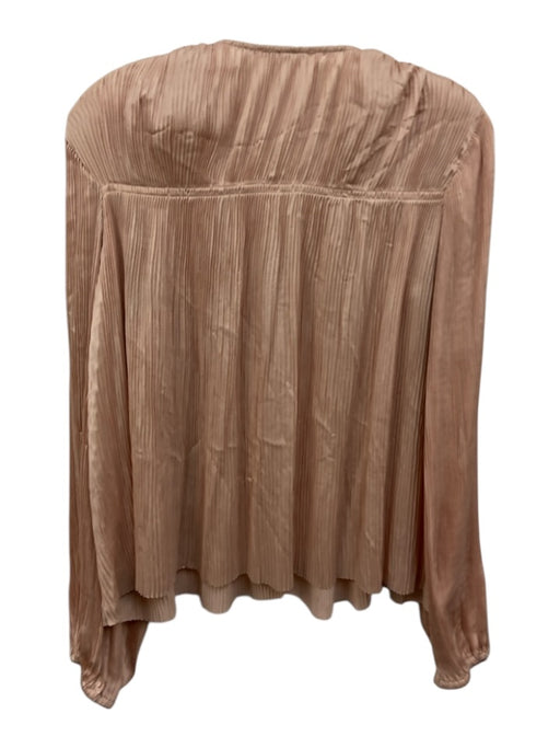 Ulla Johnson Size 4 Blush Pink Silk Accordion Pleats V Neck Long Sleeve Top Blush Pink / 4