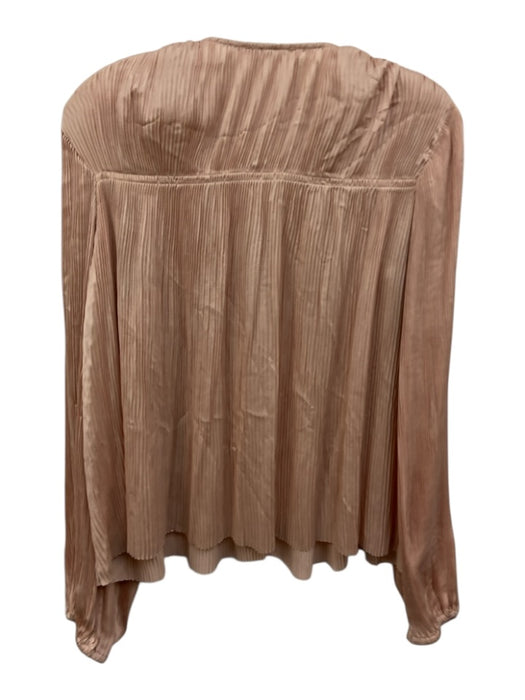 Ulla Johnson Size 4 Blush Pink Silk Accordion Pleats V Neck Long Sleeve Top Blush Pink / 4