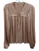Ulla Johnson Size 4 Blush Pink Silk Accordion Pleats V Neck Long Sleeve Top Blush Pink / 4