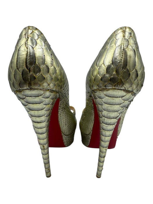Christian Louboutin Shoe Size 38.5 Green Mix Leather Python Platform Pumps Green Mix / 38.5