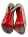 Christian Louboutin Shoe Size 38.5 Green Mix Leather Python Platform Pumps Green Mix / 38.5