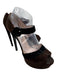 Prada Shoe Size 40 Brown & Black Suede Color Block Peep Toe Ankle Strap Pumps Brown & Black / 40