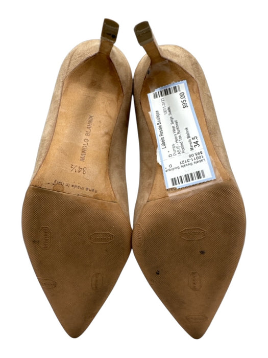 Manolo Blahnik Shoe Size 34.5 Beige Suede Pointed Toe Pumps Beige / 34.5