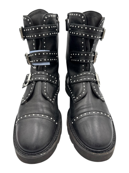 Stuart Weitzman Shoe Size 8 Black Leather Silver Accents Studded Ankle Booties Black / 8