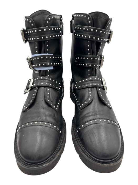 Stuart Weitzman Shoe Size 8 Black Leather Silver Accents Studded Ankle Booties Black / 8