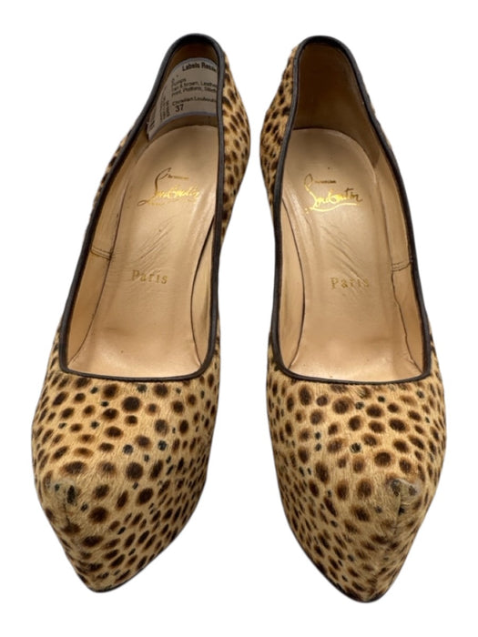 Christian Louboutin Shoe Size 37 Tan & brown Leather Pony Hair Platform Pumps Tan & Brown / 37