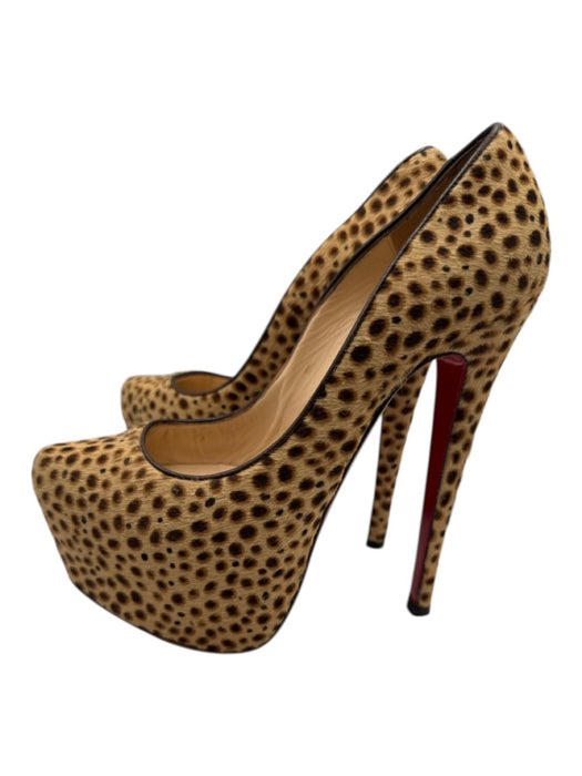 Christian Louboutin Shoe Size 37 Tan & brown Leather Pony Hair Platform Pumps Tan & Brown / 37