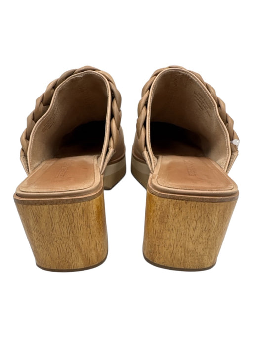 Bernardo Shoe Size 9 Tan Nude Leather Braided Wood Heel Clogs Tan Nude / 9