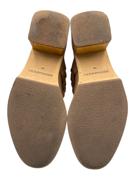 Bernardo Shoe Size 9 Tan Nude Leather Braided Wood Heel Clogs Tan Nude / 9