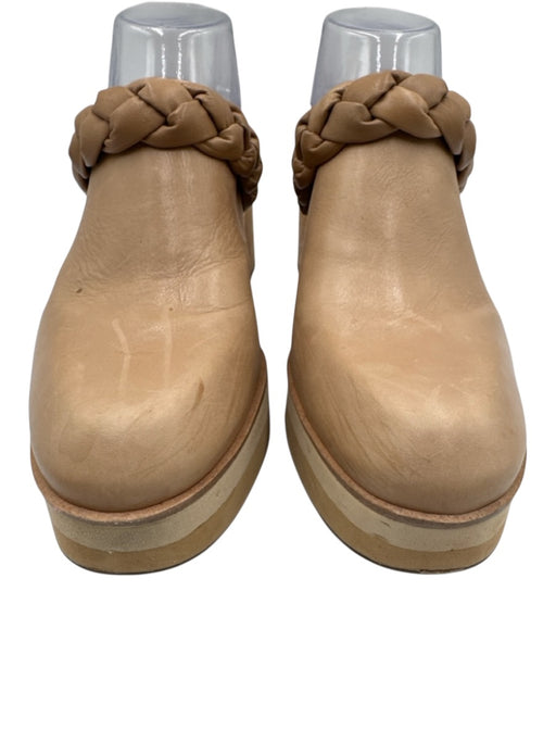 Bernardo Shoe Size 9 Tan Nude Leather Braided Wood Heel Clogs Tan Nude / 9