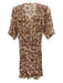 Veronica Beard Size 4 Cream & Brown print Silk Short Sleeve Floral Dress Cream & Brown print / 4