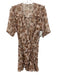 Veronica Beard Size 4 Cream & Brown print Silk Short Sleeve Floral Dress Cream & Brown print / 4