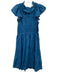 Sea New York Size Small Blue Cotton Blend Gold Accents smocked Ruffles Dress Blue / Small