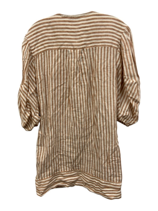 Rhode Size XS Beige & Cream Linen Stripe Lace Up Short Sleeve Dress Beige & Cream / XS