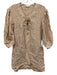 Rhode Size XS Beige & Cream Linen Stripe Lace Up Short Sleeve Dress Beige & Cream / XS