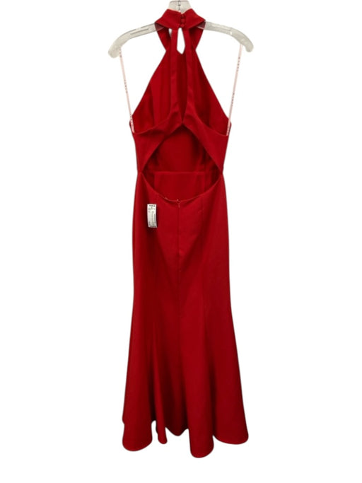Jarlo Size 6 Red Sleeveless Halter Train Gown Red / 6