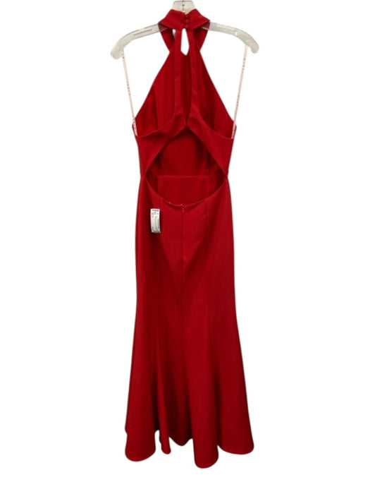 Jarlo Size 6 Red Sleeveless Halter Train Gown Red / 6