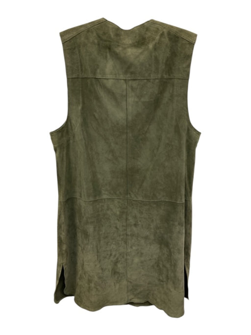 Per Se Size 8 Sage green Leather Suede Snaps Sleeveless Dress Vest Sage green / 8
