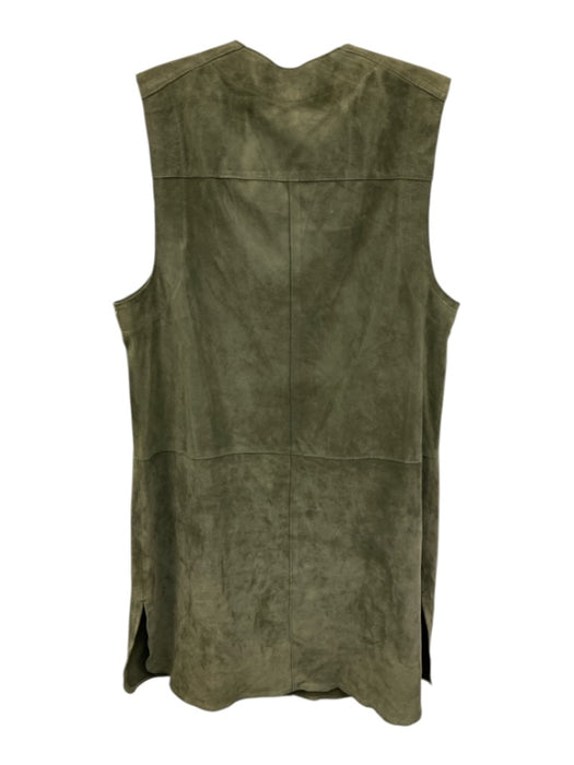 Per Se Size 8 Sage green Leather Suede Snaps Sleeveless Dress Vest Sage green / 8