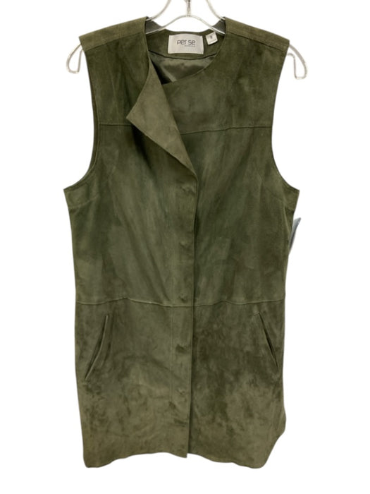 Per Se Size 8 Sage green Leather Suede Snaps Sleeveless Dress Vest Sage green / 8