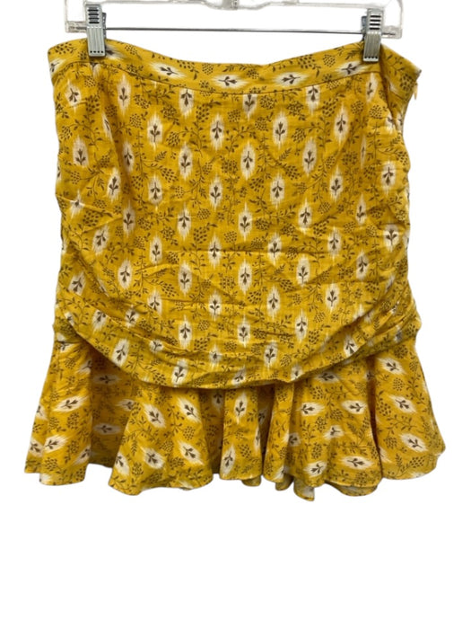 Veronica Beard Size 10 Yellow Print Cotton Blend Floral Ruffles Skirt Yellow Print / 10