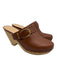 Veronica Beard Shoe Size 8.5 Chestnut Leather Wood Sole Buckle Heel Shoe Clogs Chestnut / 8.5