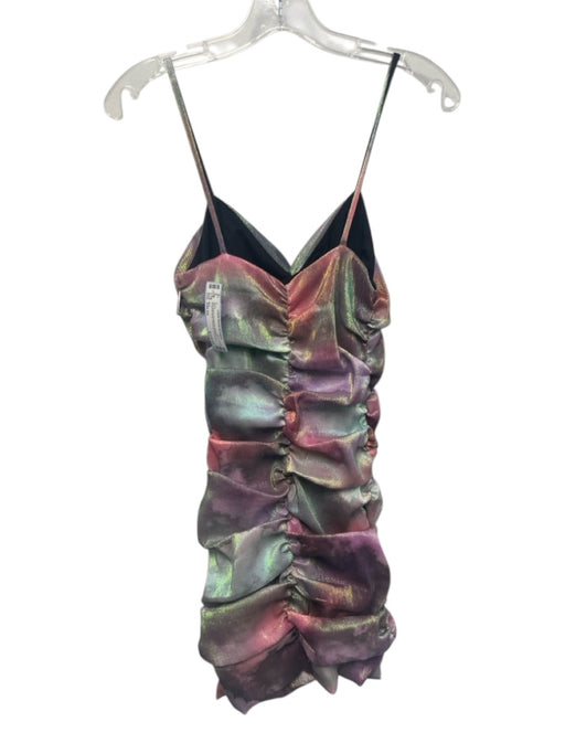 Area Size Est XS Pink & blue Irridescent Metallic Spaghetti Strap Rouched Dress Pink & blue / Est XS