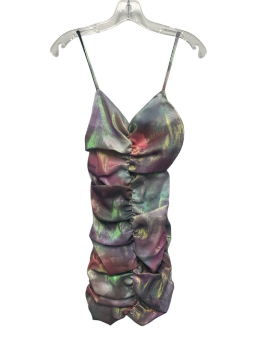Area Size Est XS Pink & blue Irridescent Metallic Spaghetti Strap Rouched Dress Pink & blue / Est XS