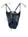Miaou Size XS Blue Print Cotton Blend Spaghetti Strap Cropped corset Lace Up Top Blue Print / XS