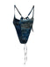 Miaou Size XS Blue Print Cotton Blend Spaghetti Strap Cropped corset Lace Up Top Blue Print / XS
