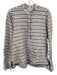 Ann Mashburn Size Large White & Blue Cotton Stripe Textured Long Sleeve Top White & Blue / Large