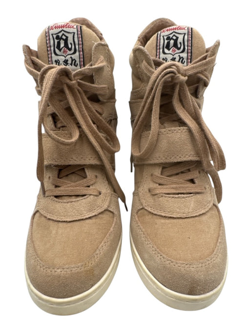 Ash Shoe Size 40 Beige Suede Wedge Lace Up Sneakers Beige / 40