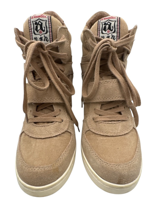 Ash Shoe Size 40 Beige Suede Wedge Lace Up Sneakers Beige / 40