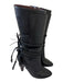 Chanel Shoe Size 34.5 Black Leather Wrap Calf High Heel Attachment Boots Black / 34.5