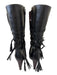 Chanel Shoe Size 34.5 Black Leather Wrap Calf High Heel Attachment Boots Black / 34.5