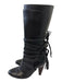 Chanel Shoe Size 34.5 Black Leather Wrap Calf High Heel Attachment Boots Black / 34.5