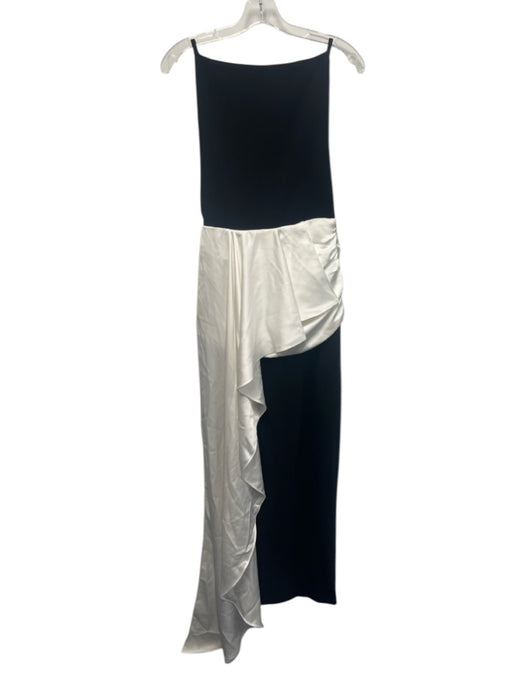 NBD Size S Black & White Polyester Color Block Drape Sleeveless Gown Black & White / S