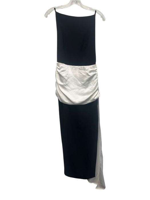 NBD Size S Black & White Polyester Color Block Drape Sleeveless Gown Black & White / S