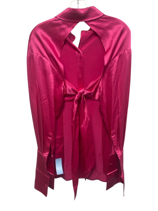 SER.O.YA Size S Fuschia Pink Acetate Open Back Button Down Long Sleeve Top Fuschia Pink / S