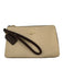 Coach Beige & Brown Leather Zippers Wristlet Beige & Brown