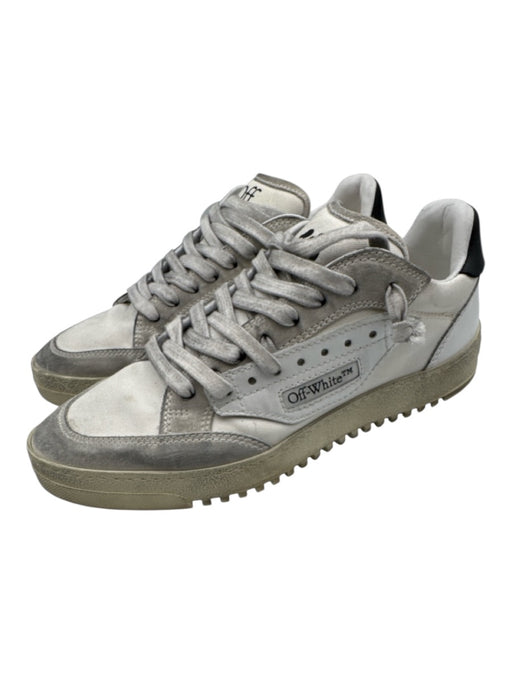 Off White Shoe Size 40 White & Gray Canvas & Suede Laces Rubber Sole Sneakers White & Gray / 40